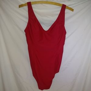 Size 10 in a D cup red swim suit
